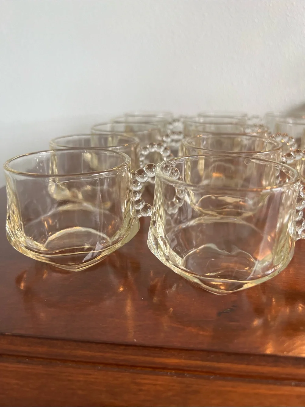 Clear Beaded Handle Dessert Cups — Set of 19